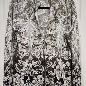 186. EUC Sportelle Beige and Cream Patterned Jacket